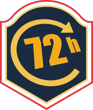 72 heures encerclé d’une flèche pointant en sens horaire.