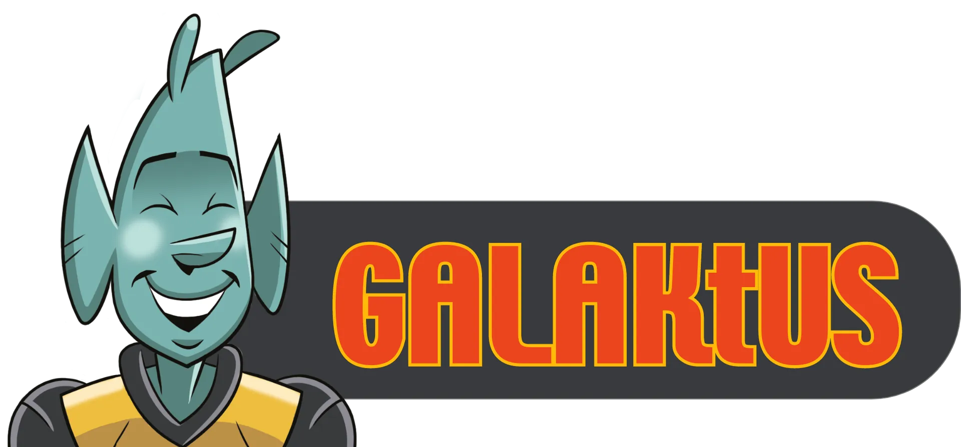 Illustration de Galaktus qui sourit.  Titre : « Galaktus ».